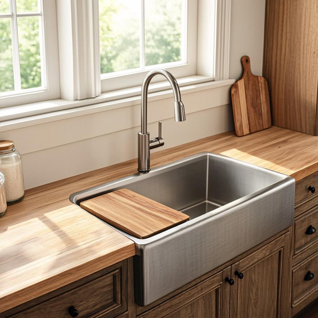 satin surface kitchen sink farmhouse apron