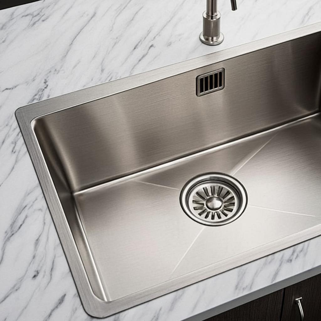 satin surface kitchen sink minimal industrial