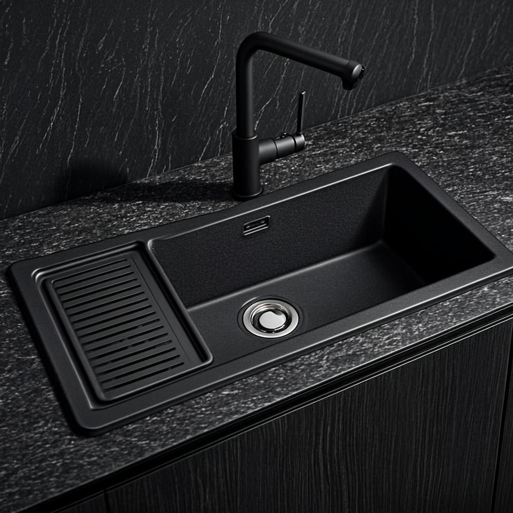 single bowl drop in sink black nano style