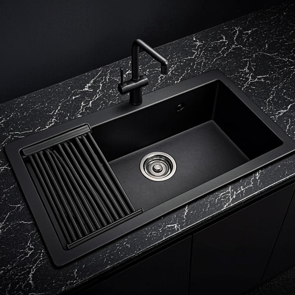 single bowl kitchen sink black nano style