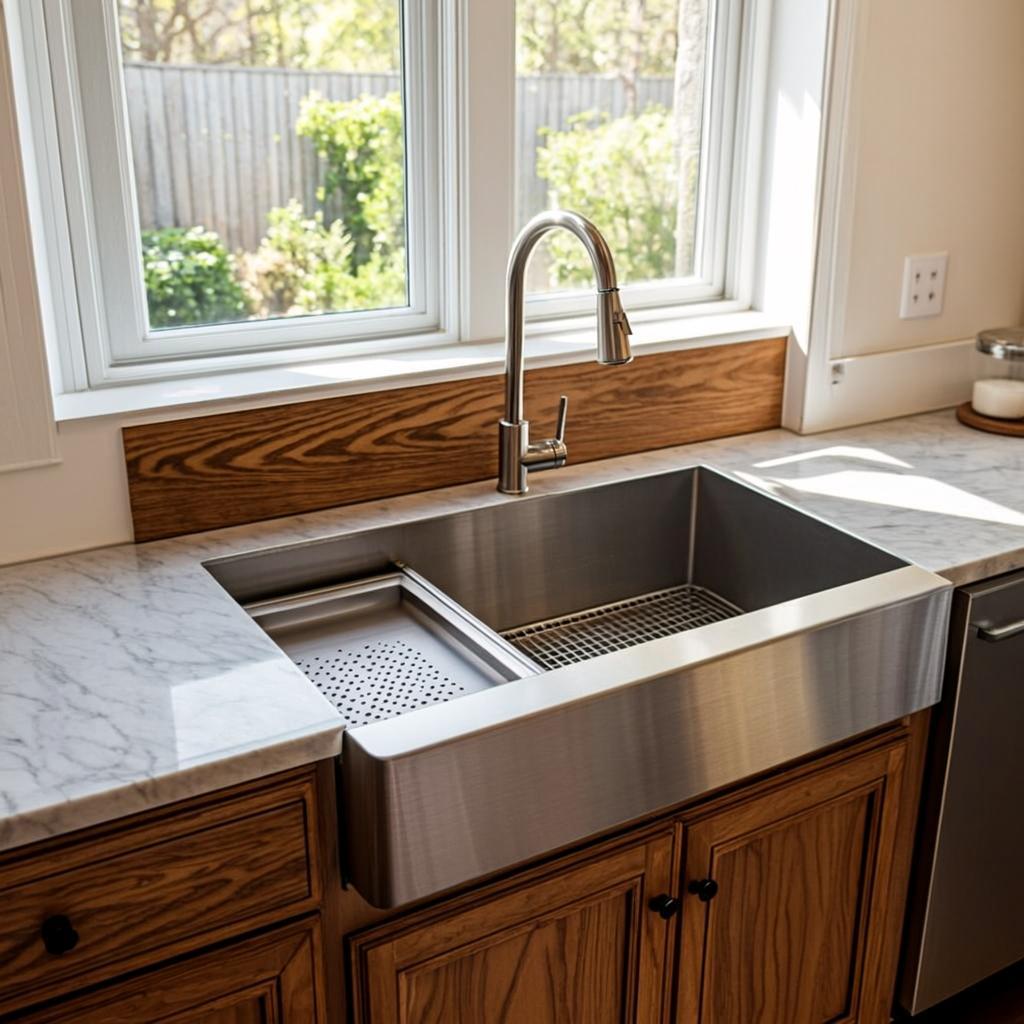 sink with drain basket farmhouse apron