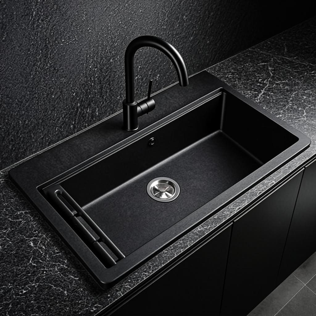 stainless kitchen wash station black nano style