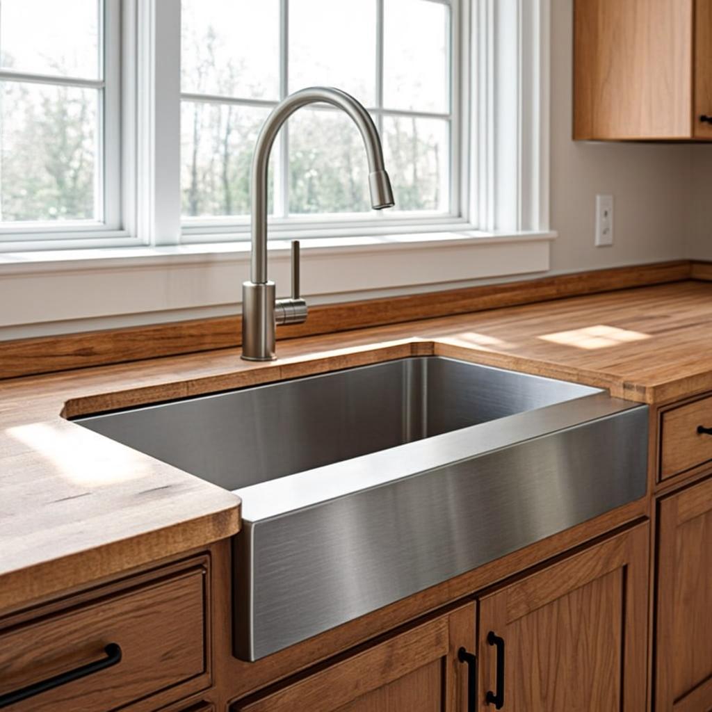 stainless steel cleaning sink farmhouse apron