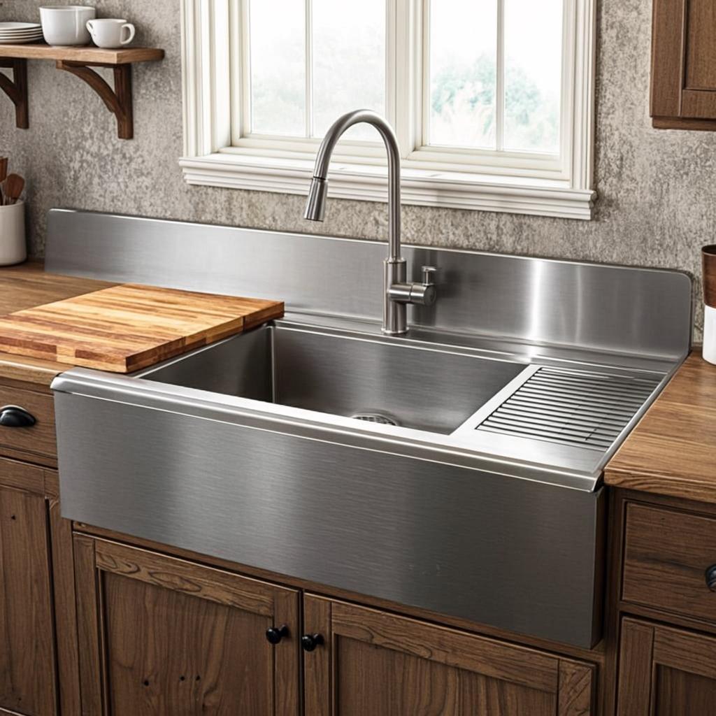 stainless steel sink basin unit farmhouse apron