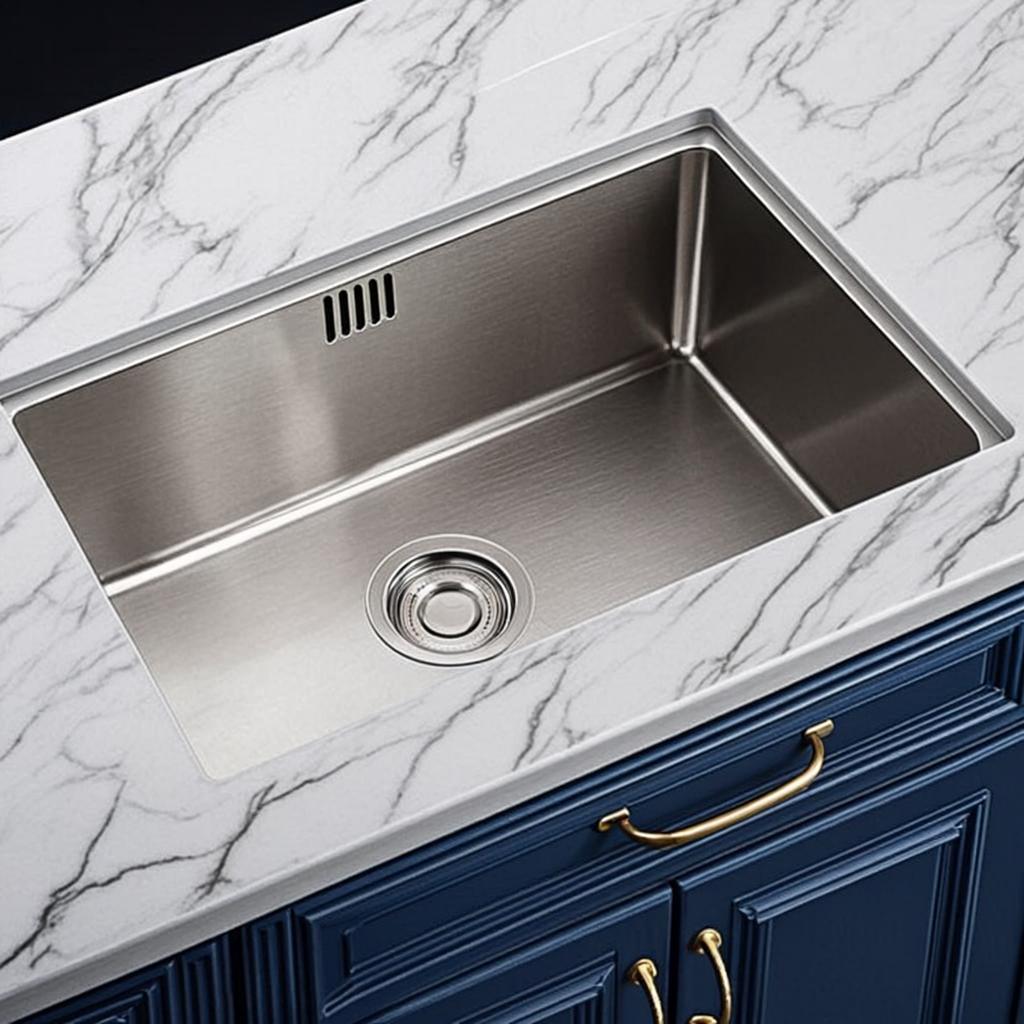 stamped single bowl sink minimal industrial