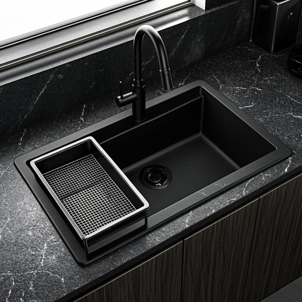 strong kitchen basin sink black nano style