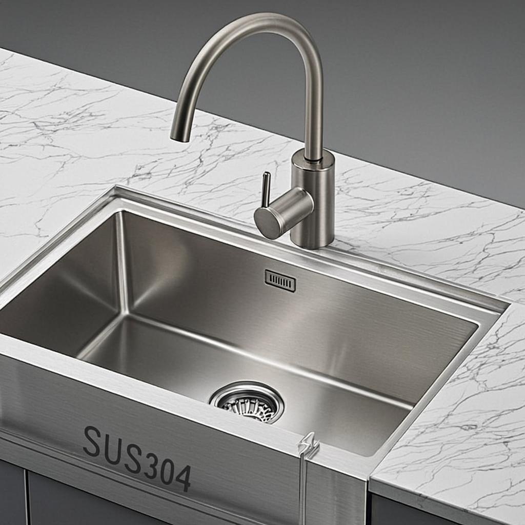 thick stainless steel sink minimal industrial