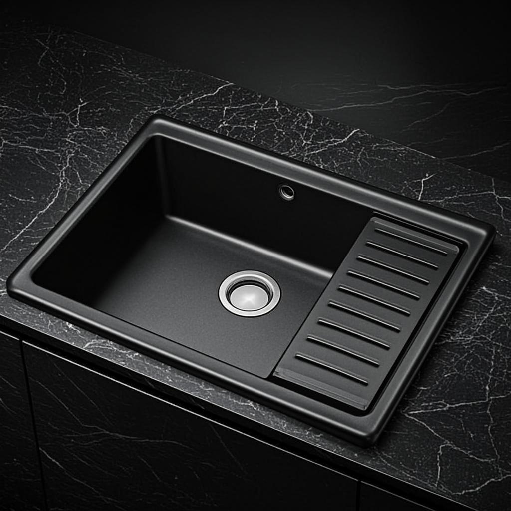 top mount stamped sink black nano style