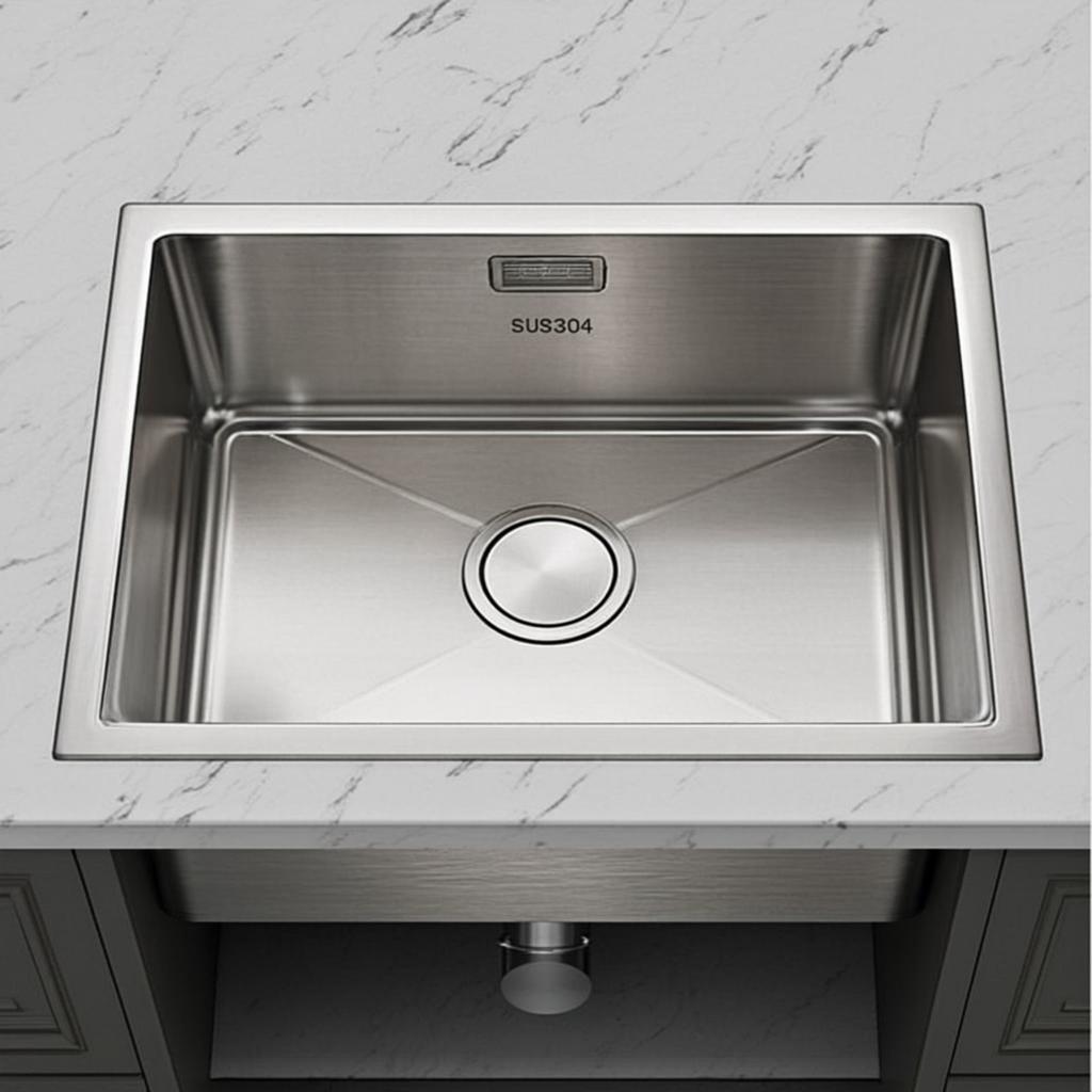 top mount stamped sink minimal industrial