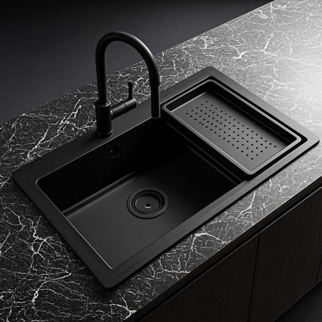 ultrasonic sink with cup washer black nano style